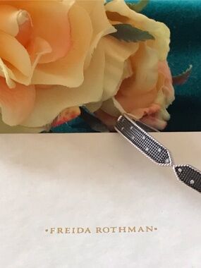 Freida Rothman Silver and Black Textured Link Bracelet